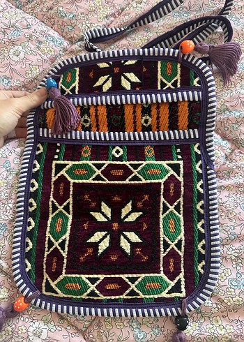 Nakışlı Çok Renkli Bohem Kadın Çantası - Görsel 2