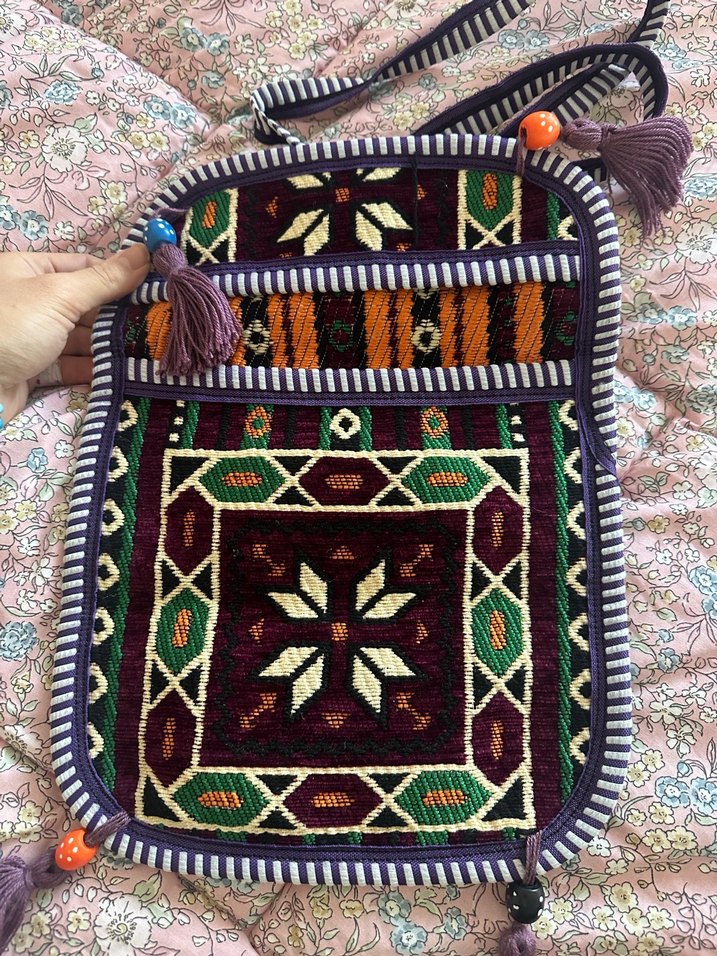 Nakışlı Çok Renkli Bohem Kadın Çantası - Görsel 2