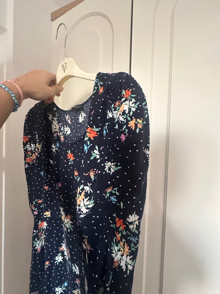 Çiçek Desenli Bohem Midi Elbise - Görsel 2