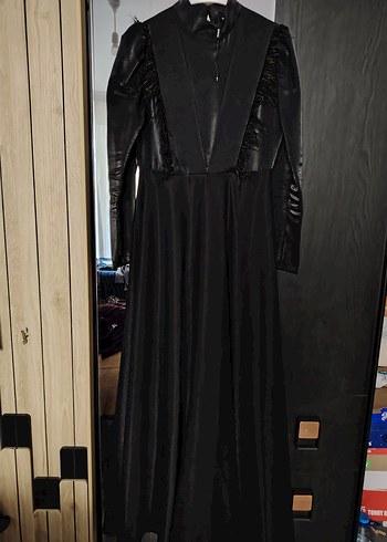 Siyah Uzun Gotik Bel Detaylı Kadın Elbise - Görsel 4