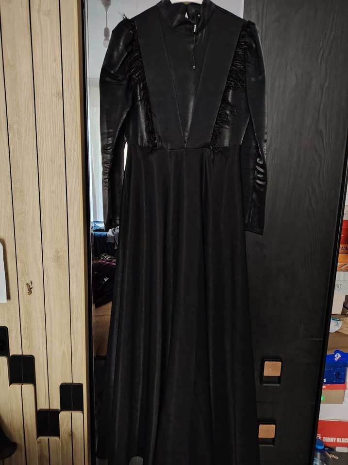 Siyah Uzun Gotik Bel Detaylı Kadın Elbise - Görsel 4