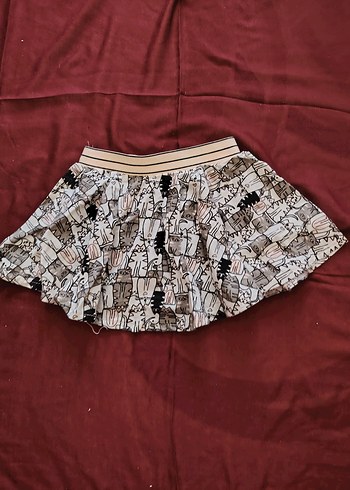 Pembe Baskılı Pliseli Mini Etek - Görsel 5