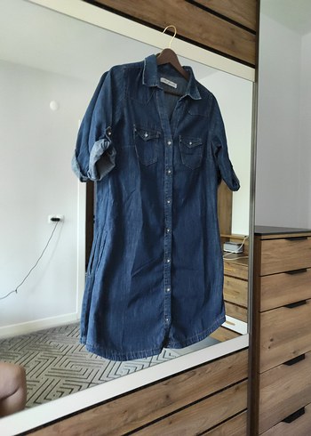 Mavi Koyu Mavi Denim Gomlek Elbise