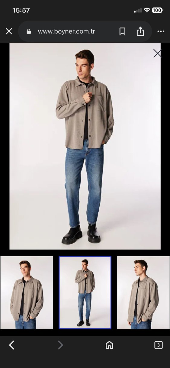 Lee cooper Erkek Vizon Denim Regular Fit Uzun Kollu Gömlek - Görsel 2