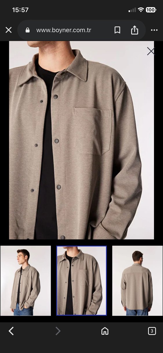 Lee cooper Erkek Vizon Denim Regular Fit Uzun Kollu Gömlek - Görsel 3