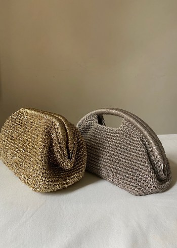 Beden Altın Örgü Kadın Burslu Clutch Çanta