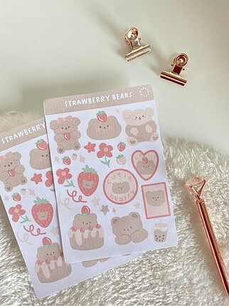 Strawberry bears sticker sheet