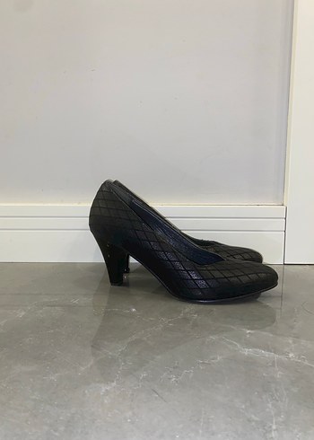 Klasik Siyah Yılan Desenli Stiletto - Görsel 7