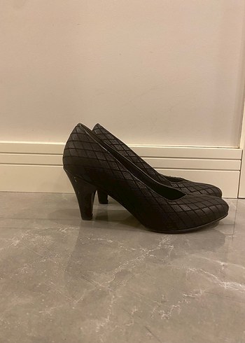 Klasik Siyah Yılan Desenli Stiletto - Görsel 5