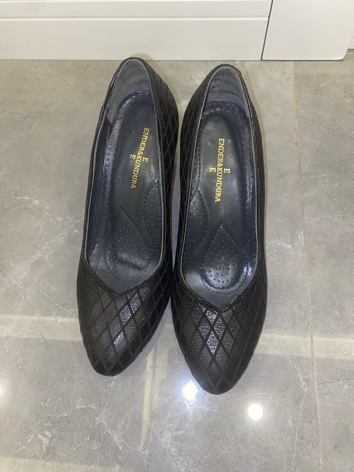 Klasik Siyah Yılan Desenli Stiletto - Görsel 4