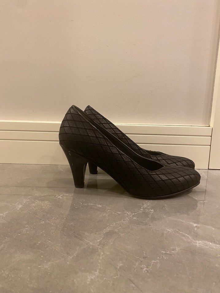 Klasik Siyah Yılan Desenli Stiletto - Görsel 5