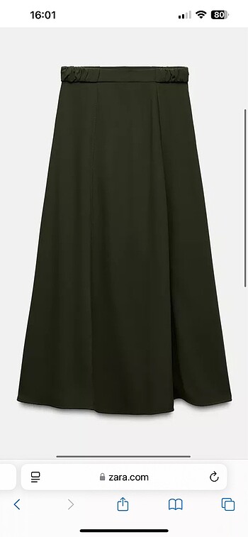 l Beden haki Renk Zara krep midi etek