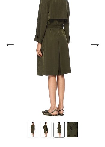 Kadın Haki Uzun Kuşaklı Trençkot - Görsel 3