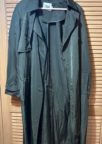 Kadın Haki Uzun Kuşaklı Trençkot - Görsel 5