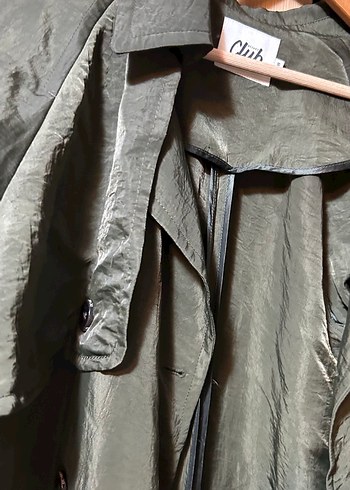 Kadın Haki Uzun Kuşaklı Trençkot - Görsel 6