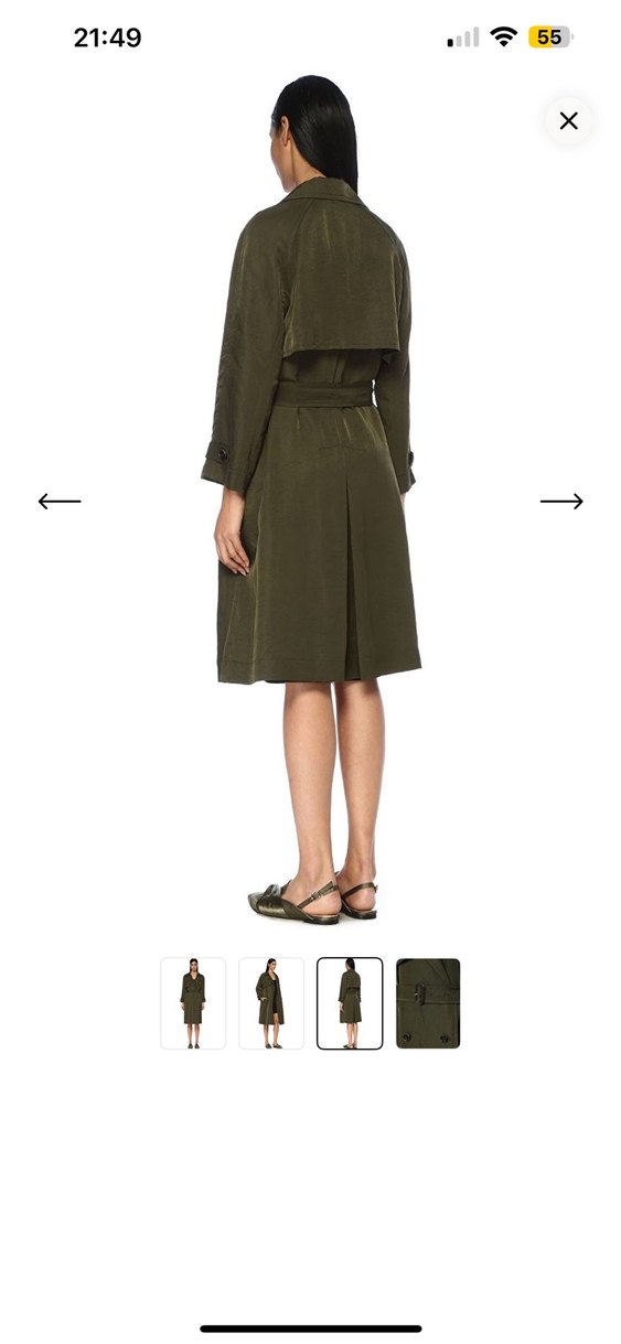 Kadın Haki Uzun Kuşaklı Trençkot - Görsel 3