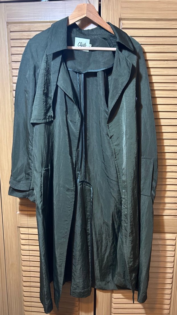 Kadın Haki Uzun Kuşaklı Trençkot - Görsel 5