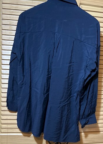 İpekyo Lacivert Kısa Kollu Keten Gömlek - Görsel 3