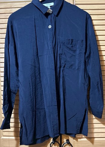 İpekyo Lacivert Kısa Kollu Keten Gömlek - Görsel 4