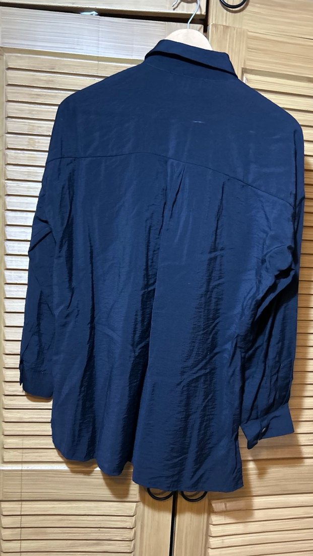 İpekyo Lacivert Kısa Kollu Keten Gömlek - Görsel 3