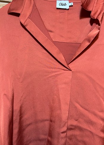 Silky Kahverengi V-Yaka Kadın Gömlek - Görsel 5