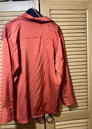 Silky Kahverengi V-Yaka Kadın Gömlek - Görsel 6