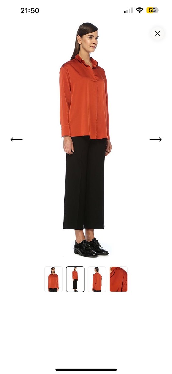 Silky Kahverengi V-Yaka Kadın Gömlek - Görsel 4