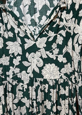 Drapeli V Yaka Uzun Salaş Kadın Elbise - Görsel 3