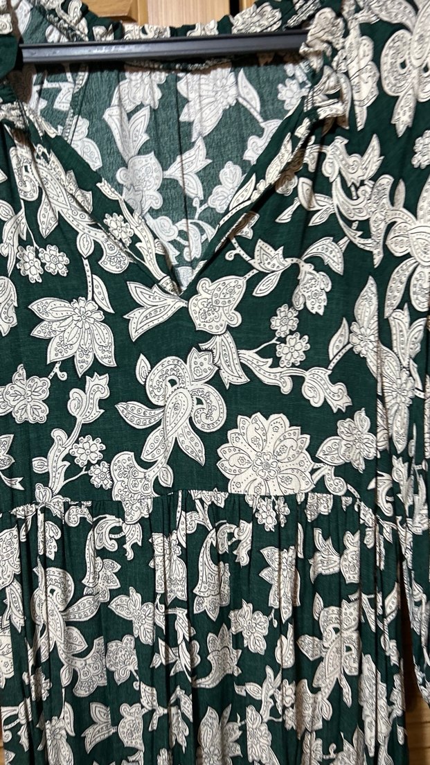 Drapeli V Yaka Uzun Salaş Kadın Elbise - Görsel 3