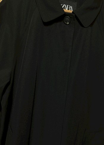 Siyah Uzun Klasik trençkot - Görsel 3