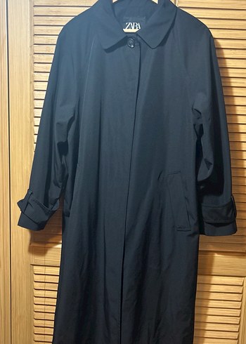 Siyah Uzun Klasik trençkot - Görsel 5