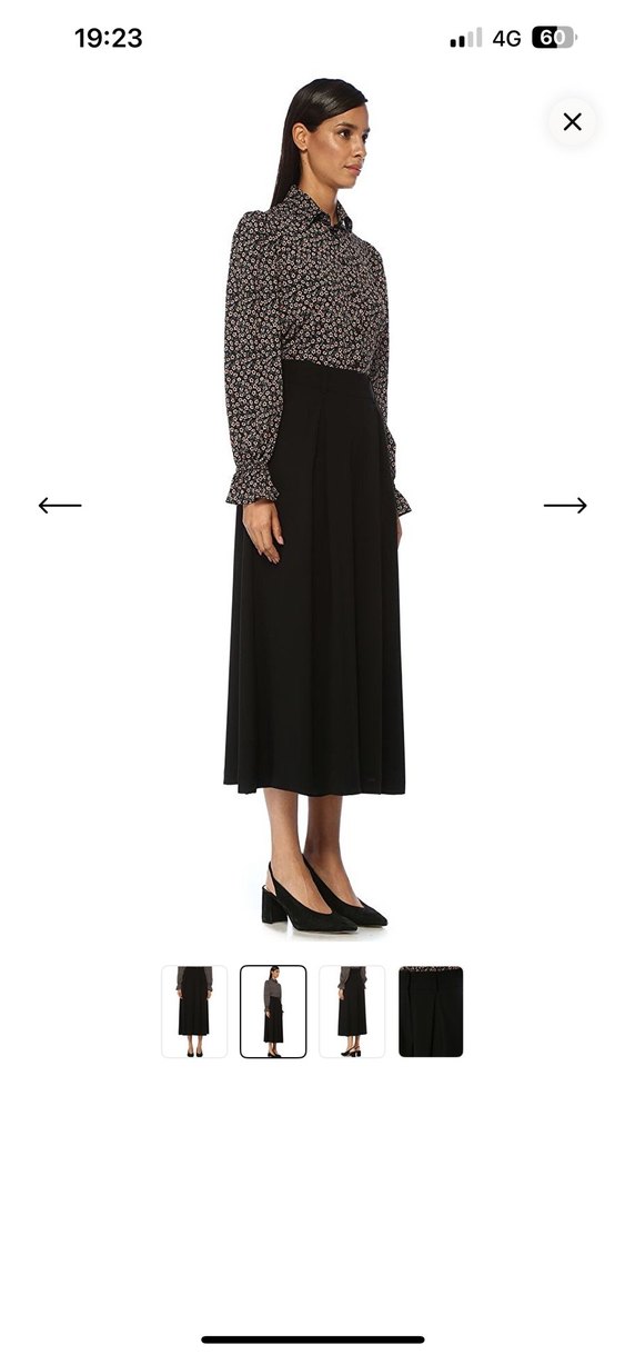 Kadın Siyah Pilili Midi Etek - Görsel 2