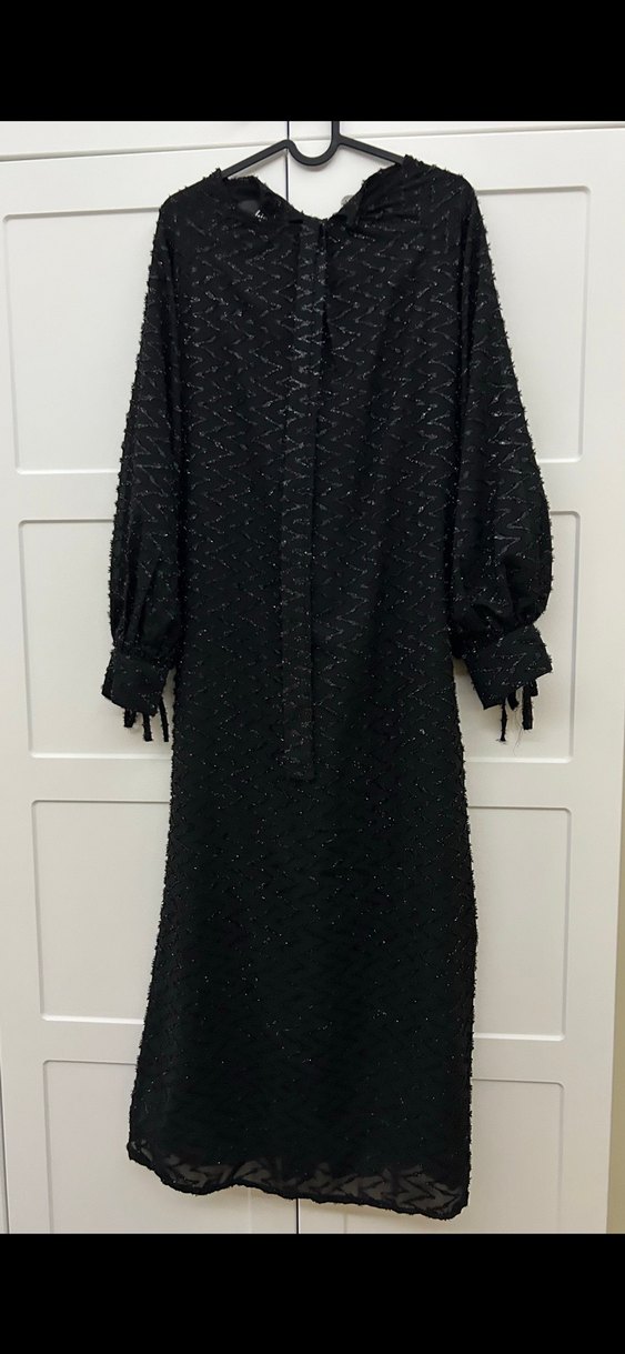 Suudcollection Siyah Desenli Uzun Elbise - Görsel 4