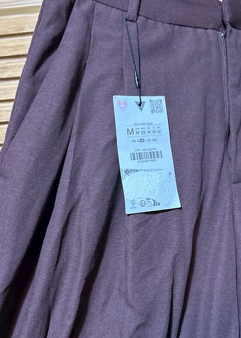 Mor Renkli Geniş Kesim Keten Pantolon - Görsel 3