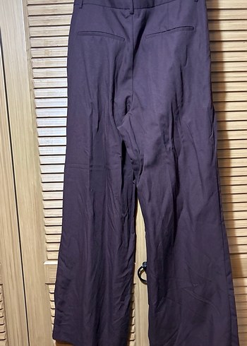 Mor Renkli Geniş Kesim Keten Pantolon - Görsel 4