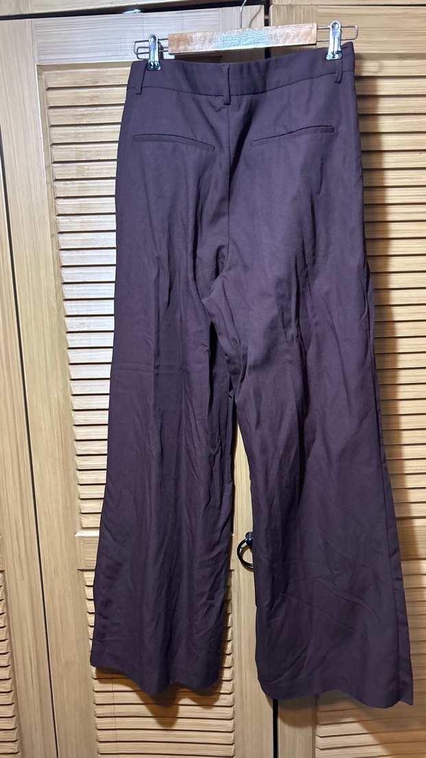 Mor Renkli Geniş Kesim Keten Pantolon - Görsel 4