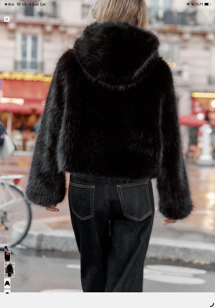 Kahverengi Leopar Desenli Suni Kürk Mont - Görsel 4