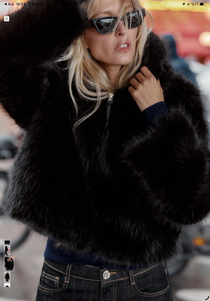 Kahverengi Leopar Desenli Suni Kürk Mont - Görsel 3