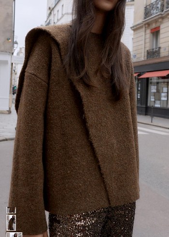 Kahverengi Parlak Yün Kadın ceket - Görsel 4