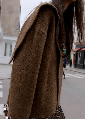 Kahverengi Parlak Yün Kadın ceket - Görsel 3