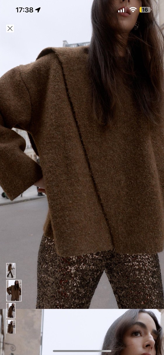 Kahverengi Parlak Yün Kadın ceket - Görsel 2