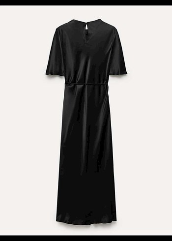 Siyah Kadın Uzun Elbise, Kısa Kollu, Salaş Kesim - Görsel 4