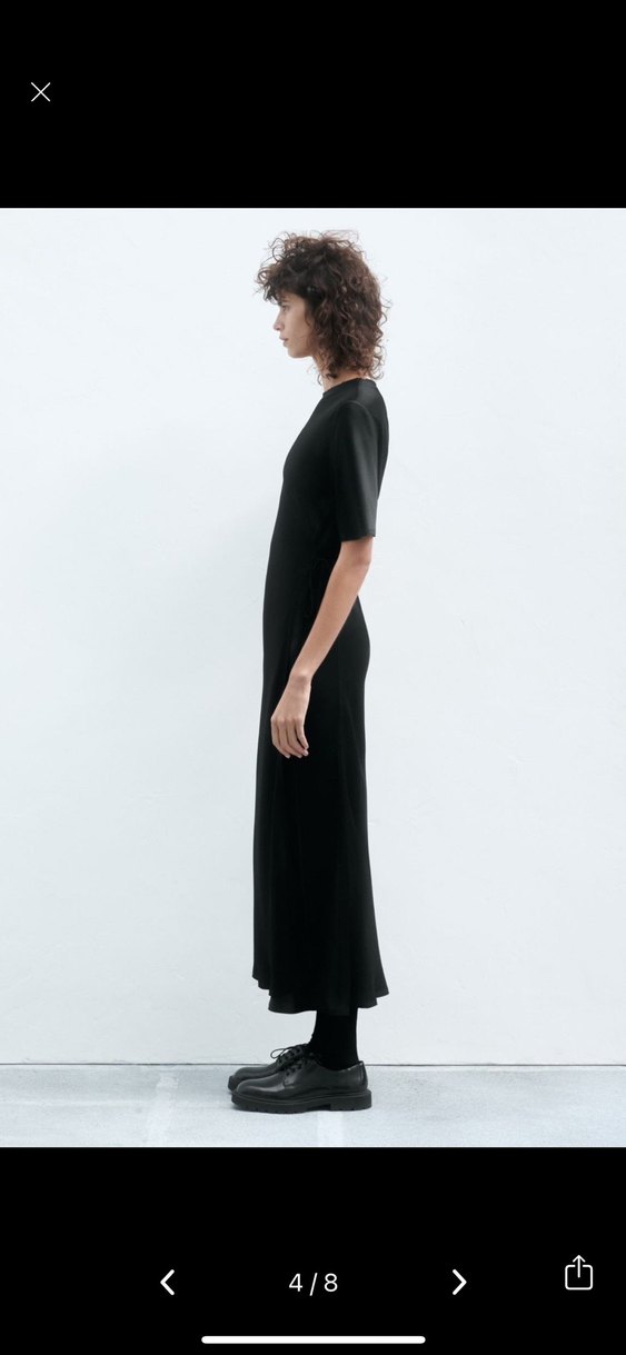 Siyah Kadın Uzun Elbise, Kısa Kollu, Salaş Kesim - Görsel 3