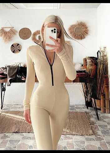 xs Beden ten rengi Renk Catsuit Tüm vücut bej tulum krem