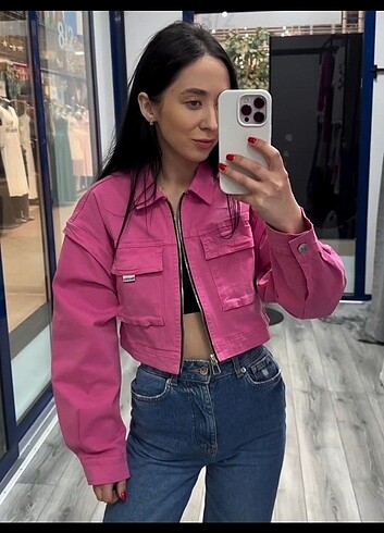 s Beden pembe Renk Bershka Crop Yelek pembe fuşya ceket