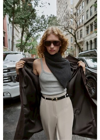 Zara kemerli yüksel bel pantolon - Görsel 4