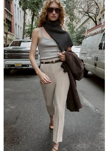 Zara kemerli yüksel bel pantolon - Görsel 3