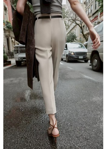 Zara kemerli yüksel bel pantolon - Görsel 6