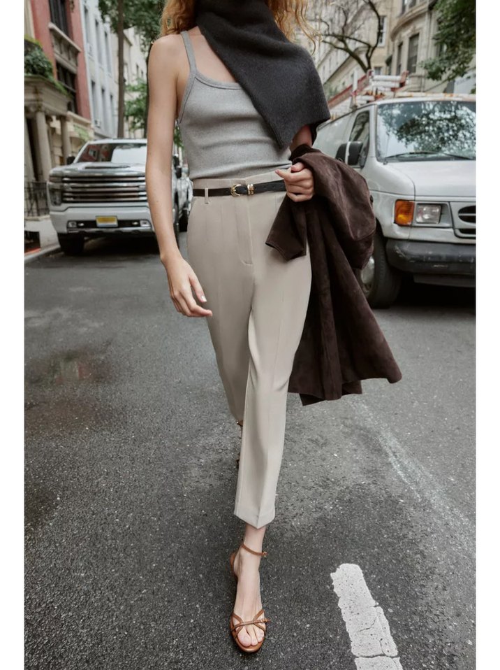 Zara kemerli yüksel bel pantolon - Görsel 5