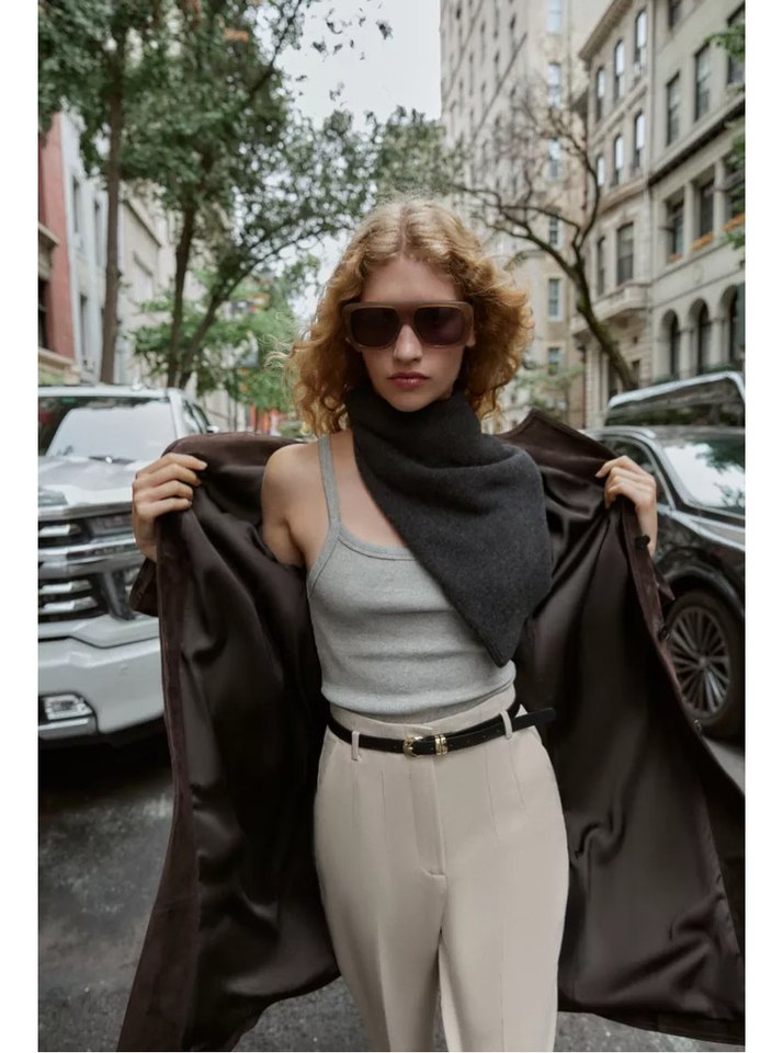 Zara kemerli yüksel bel pantolon - Görsel 4